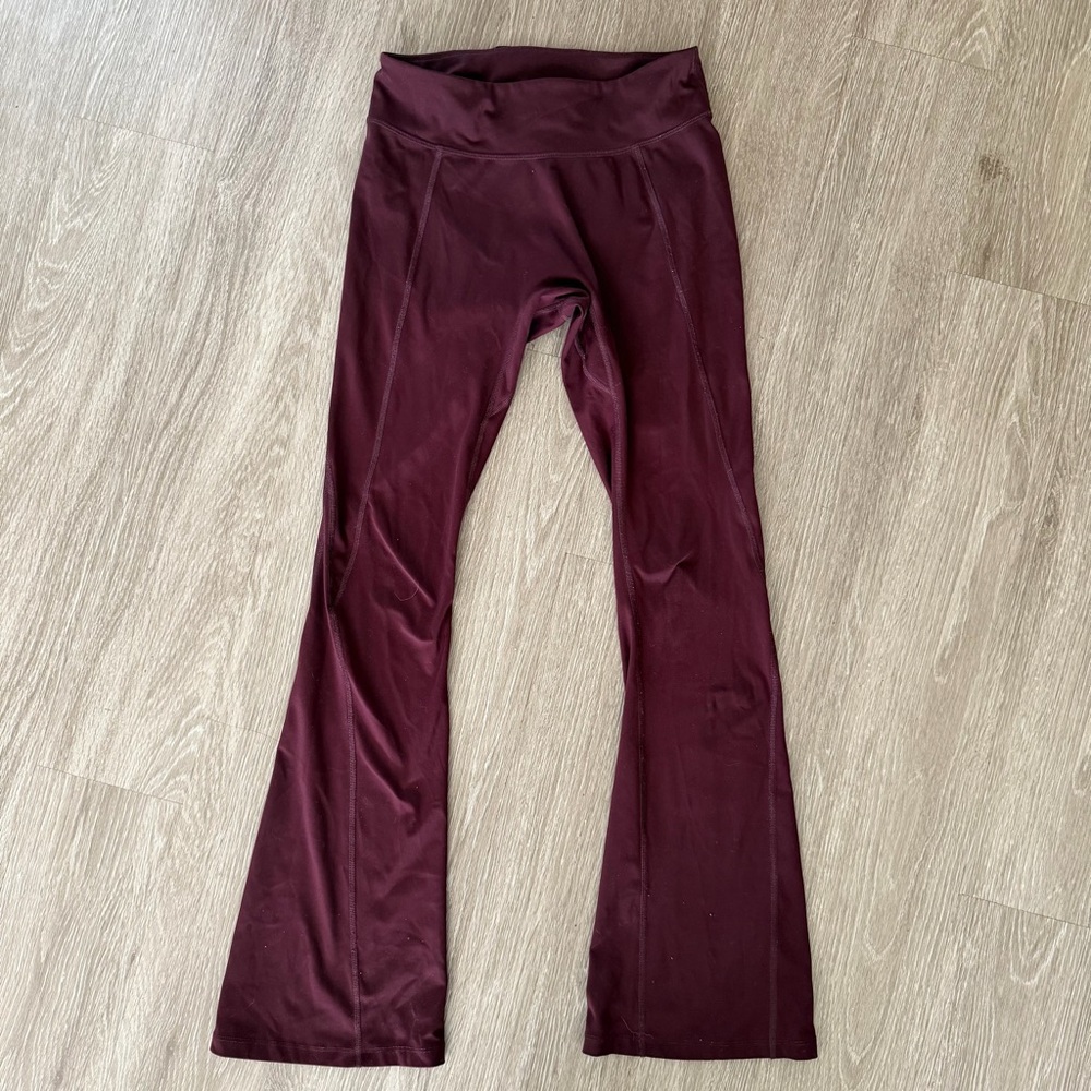 Free People Movement Burgundy Resilience Flare Pants Sz M